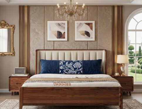 Modern Luxury Sheesham Wood Bed Set with Molty Foam Cushion – Premium King Size Bedroom Furniture