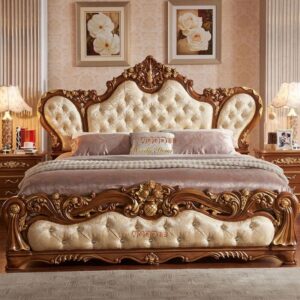 Noor Mahal Royal Chinioti Sheesham Wood Bed Set – Hand-Carved Luxury King Size Bedroom Furniture