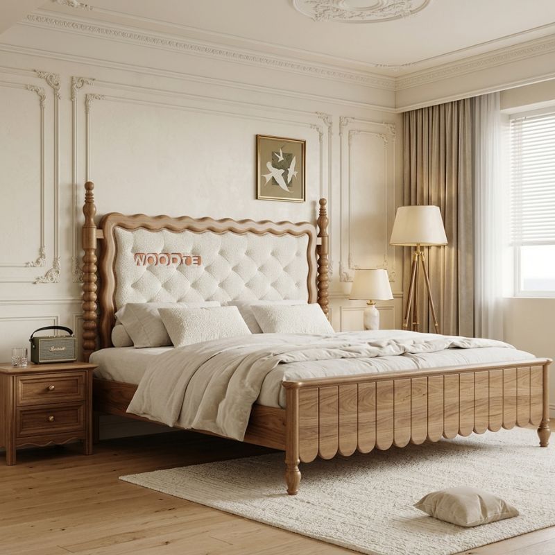 Luxury Royal Crest Sheesham Wood Bed with Master Molty Foam Headboard – Modern King Size Wooden Bed for Bedroom