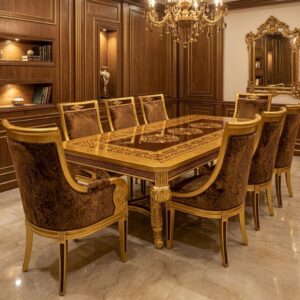 Chinioti Imperial Engraved Gold Leaf Dining Set
