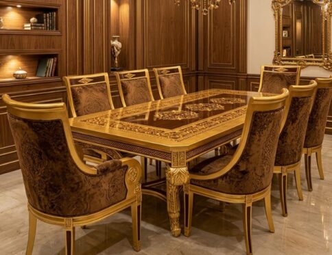Chinioti Imperial Engraved Gold Leaf Dining Set