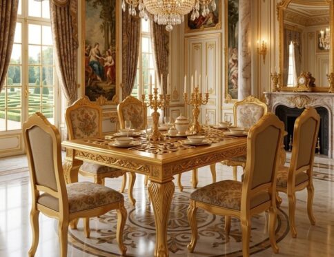 Palace Baroque All-Gold Carved Dining Set