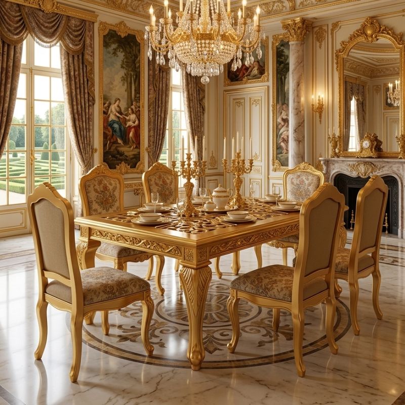 Palace Baroque All-Gold Carved Dining Set Palace Baroque All-Gold Carved Dining Set