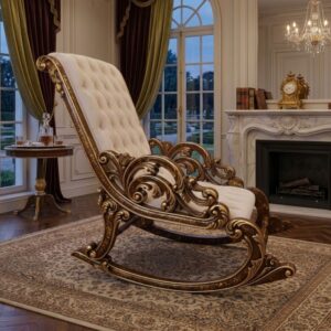 Royal Luxury Hand-Carved Sheesham Wood Rocking Chair