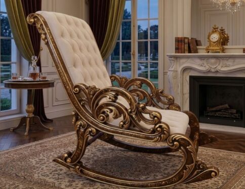 Royal Luxury Hand-Carved Sheesham Wood Rocking Chair