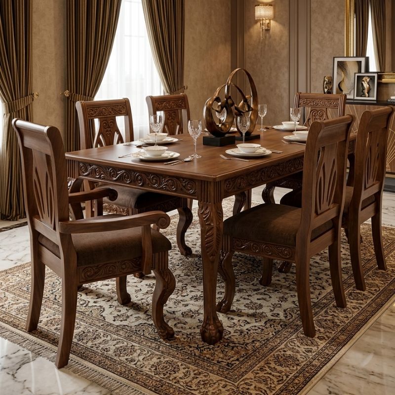 Traditional Chinioti Claw-Foot Sheesham Dining Set Traditional Chinioti Claw-Foot Sheesham Dining Set