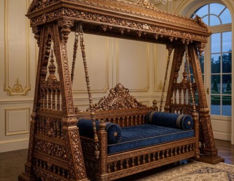 Royal Heritage Hand-Carved Sheesham Wood Jhoola Swing Sofa