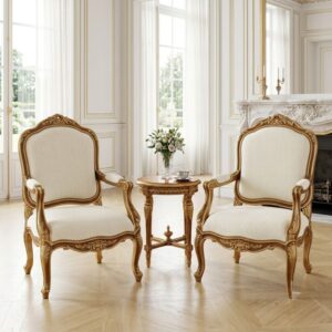 French Provincial Velvet Accent Chair Set