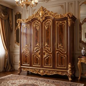 Maharaja Baroque 4-Door Carved Wardrobe
