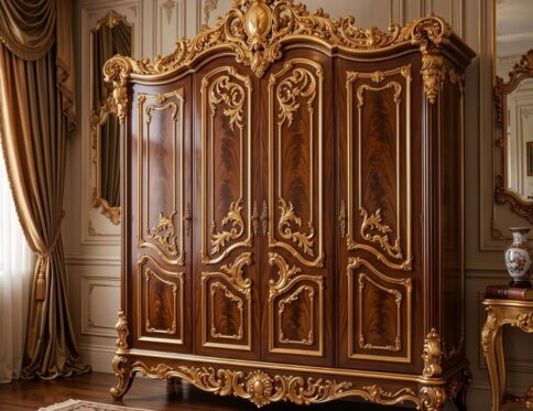 Maharaja Baroque 4-Door Carved Wardrobe