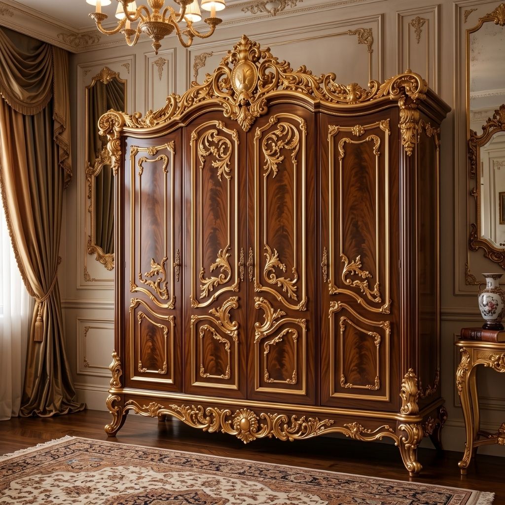 Maharaja Baroque 4-Door Carved Wardrobe