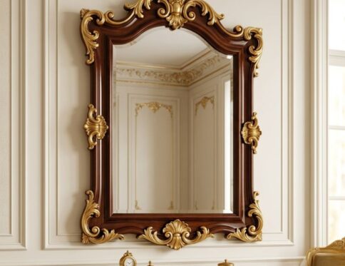 Edwardian Imperial Mahogany & Gold Arch Mirror