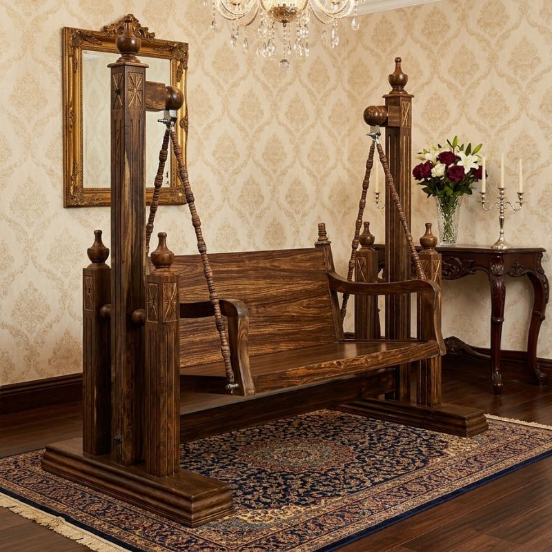 Minimalist Modern Pillar Sheesham Swing Minimalist Modern Pillar Sheesham Swing
