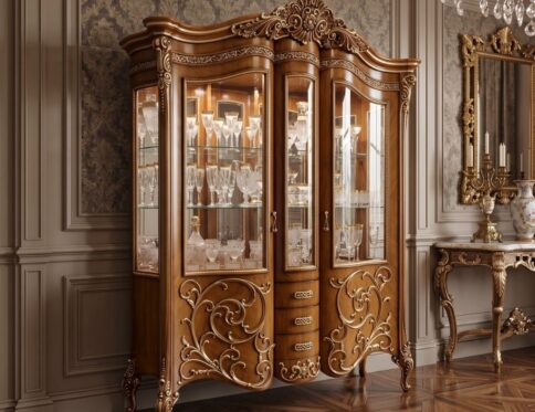 Sovereign Gold Filigree 3-Door Crockery Cabinet
