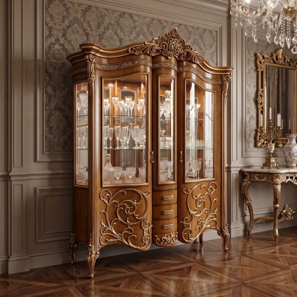 Sovereign Gold Filigree 3-Door Crockery Cabinet