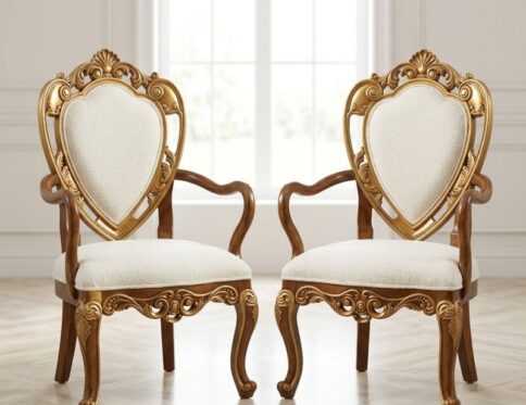 Regency Shield-Back Gilded Vanity Chair Set
