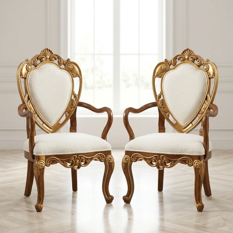 Regency Shield-Back Gilded Vanity Chair Set