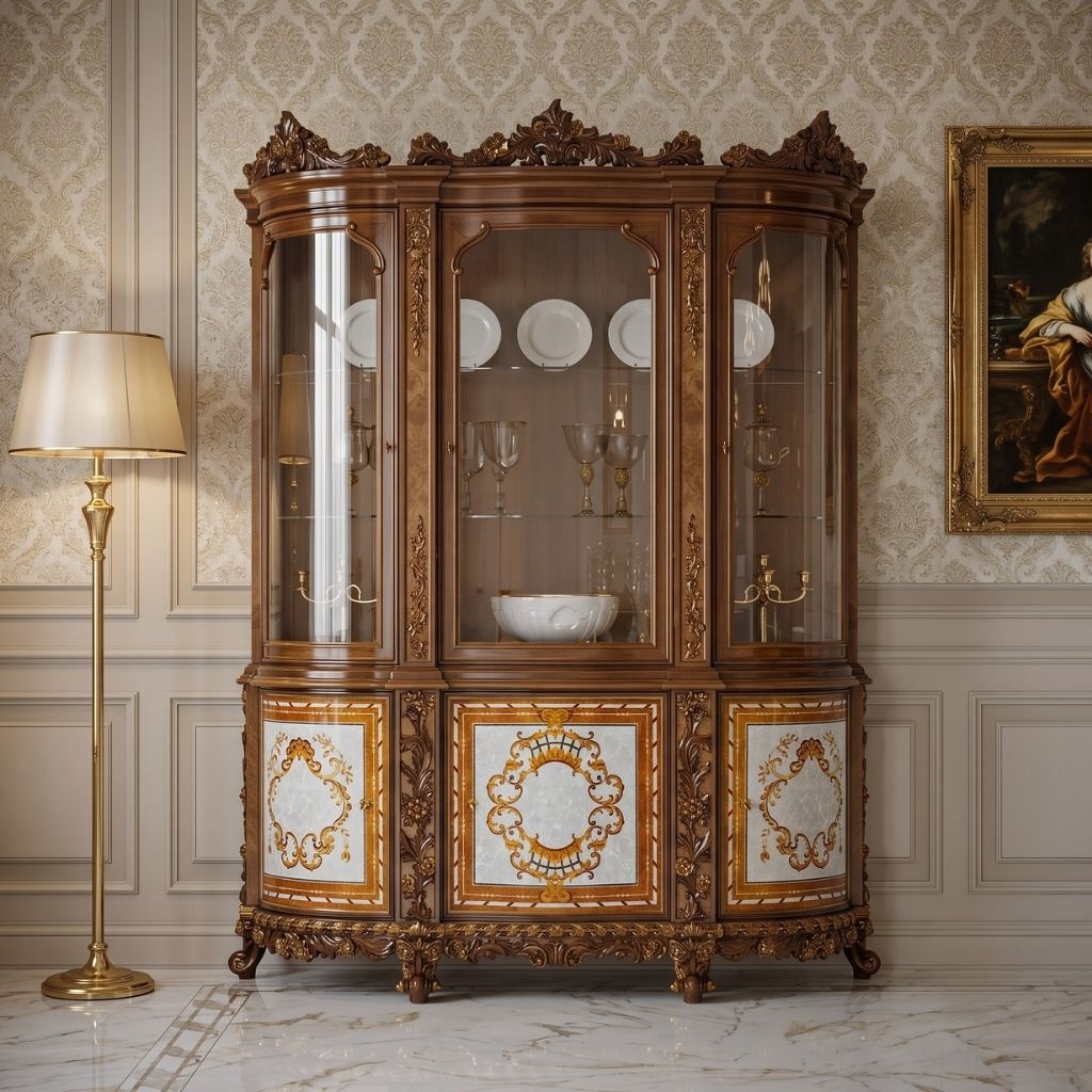 Palazzo Inlaid 3-Door Credenza Showcase Palazzo Inlaid 3-Door Credenza Showcase