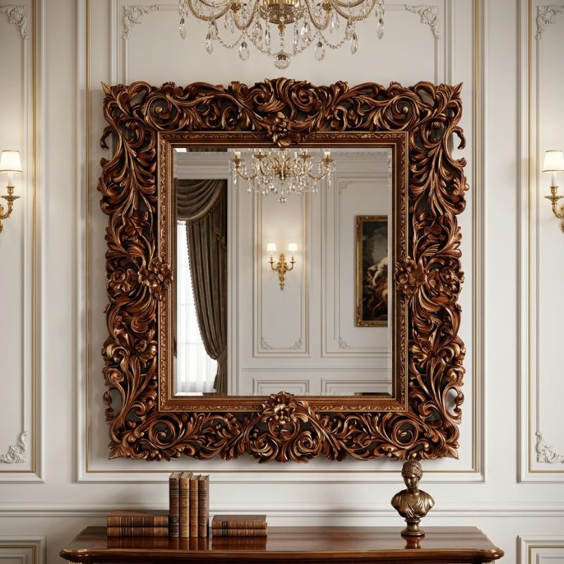 Palazzo Deep-Carved Acanthus Square Mirror