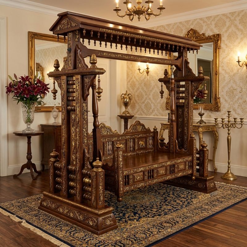 Maharaja Double-Pillar Gold Filigree Swing Maharaja Double-Pillar Gold Filigree Swing