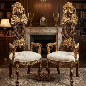 Imperial Grapevine Hand-Carved Masterpiece Throne Set