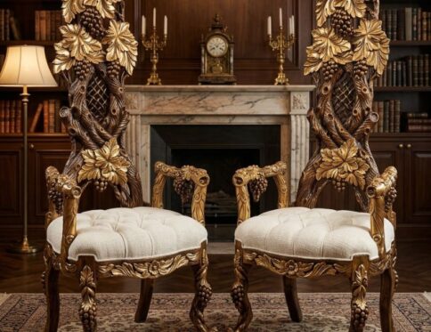 Imperial Grapevine Hand-Carved Masterpiece Throne Set