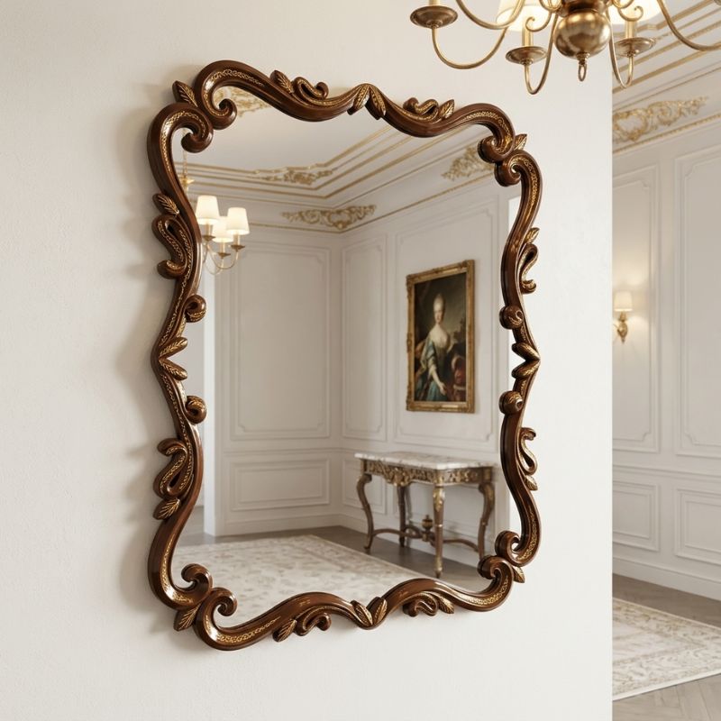Venetian Wavy Ribbon Gold-Inlaid Mirror