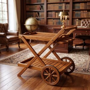 Minimalist X-Frame Walnut Hosting Trolley