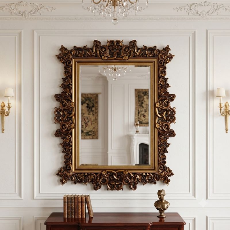 Milanese Baroque High-Relief Wall Mirror