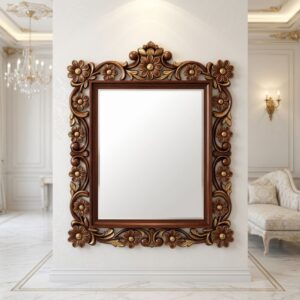 Tuscan Sunflower Carved Walnut Mirror