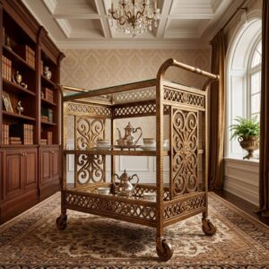 Imperial Hammered Gold Serving Trolley