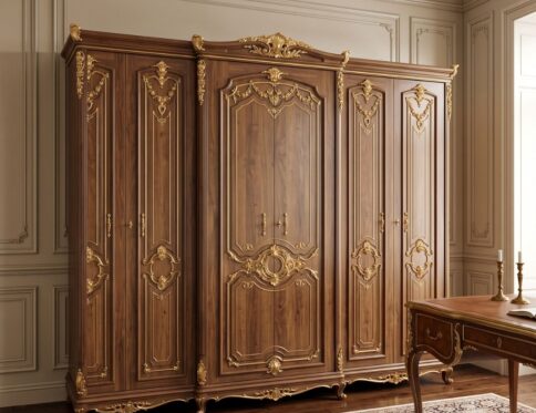 French Regency Gilded 5-Door Master Wardrobe