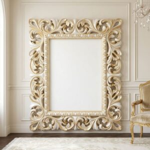 Palace Grandeur Ornate Ivory Floor Mirror