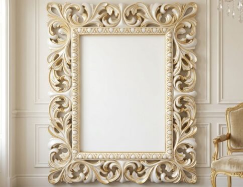 Palace Grandeur Ornate Ivory Floor Mirror