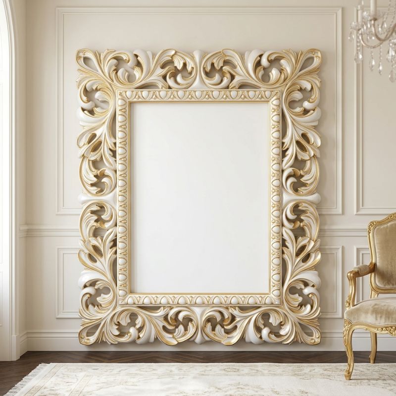 Palace Grandeur Ornate Ivory Floor Mirror Palace Grandeur Ornate Ivory Floor Mirror