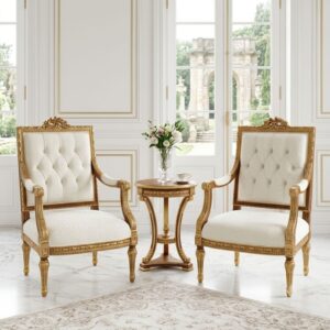 Victorian Diamond-Tufted Foyer Armchair Set