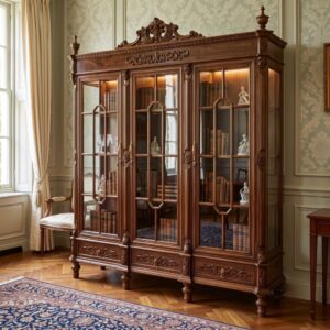 Classic Sovereign Arched 3-Door Glass Bookcase