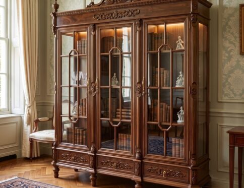 Classic Sovereign Arched 3-Door Glass Bookcase
