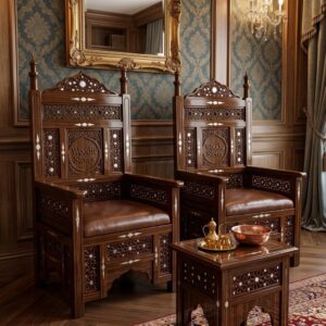 Chinioti Hand-Carved Jali Sovereign Armchair Set