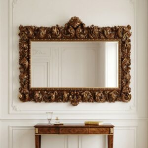 Antique Venetian Deep-Carved Walnut Mirror