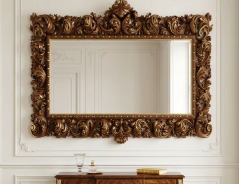 Antique Venetian Deep-Carved Walnut Mirror