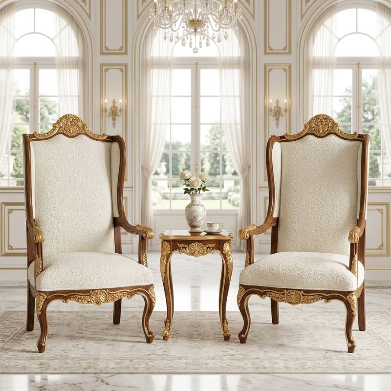 Maharaja High-Back Winged Throne Set