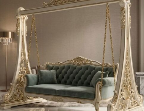 Baroque Ivory & Gold Leaf Luxury Swing