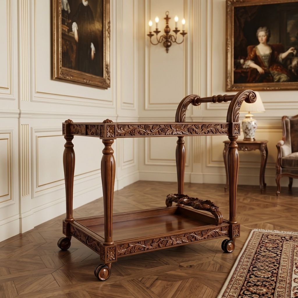 Royal Heritage Deep-Carved Serving Trolley