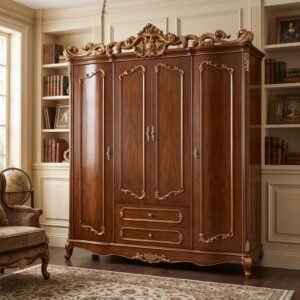 Florentine Baroque Hand-Gilded 4-Door Wardrobe