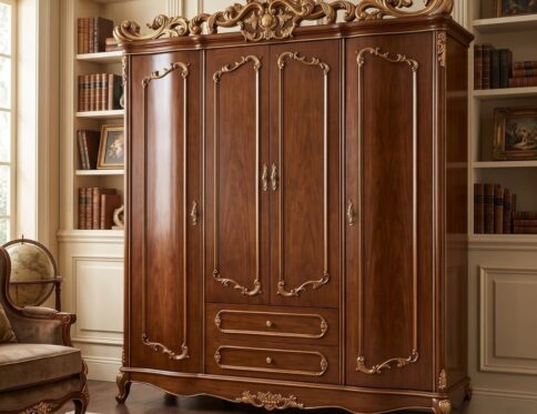 Florentine Baroque Hand-Gilded 4-Door Wardrobe