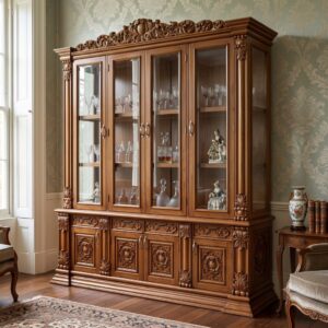 Palazzo Deep-Carved 4-Door Crockery Showcase