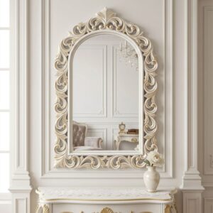 Royal Archway Gilded Crest Ivory Mirror