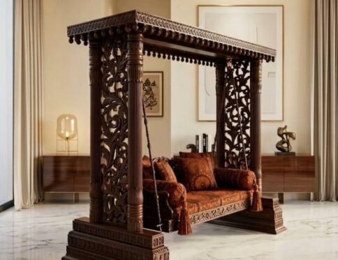 Chinioti Floral Open-Carving Canopy Jhula