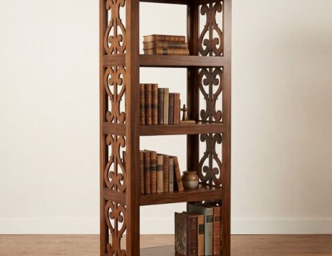 Shahi Openwork Scroll 4-Shelf Bookcase